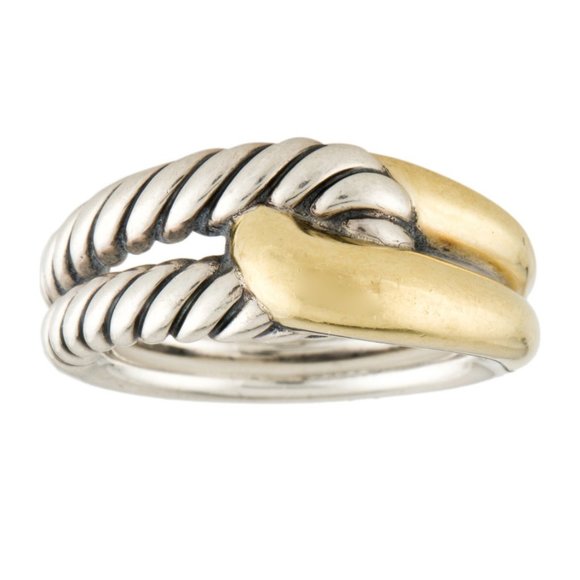 DAVID YURMAN 18K YELLOW GOLD & STERLING SILVER 925 CABLE LINK BAND RING - Picture 3 of 7